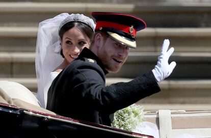 Prince Harry and Meghan Markle on their wedding day.