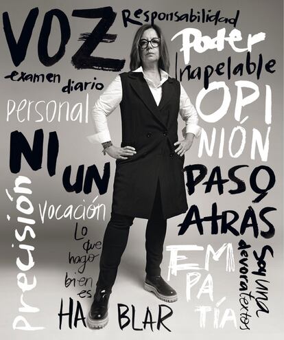 Àngels Barceló.
Periodista, lleva más de 10 años al frente del programa Hora 25, de la Cadena Ser, al que llegó tras una larga etapa en informativos televisivos.