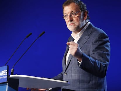 Mariano Rajoy durante un mitin de nuevas generaciones del PP.