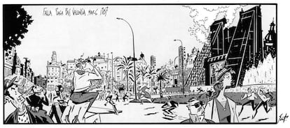 Ilustración del dibujante Sento Llobell de la falla del Ayuntamiento de Valencia en 1987.