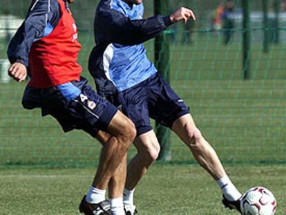 Naybet y Pandiani, en el entrenamiento de ayer del Deportivo.