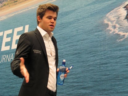 Magnus Carlsen, durante el torneo Tata Steel en Wijk aan Zee (Holanda), el pasado enero.