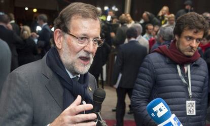 Mariano Rajoy, a su salida de la cumbre trimestral de los jefes de Estado.