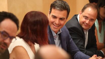 Pedro Sánchez, aquest dimecres, a la reunió al Congrés.