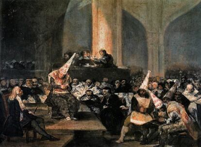 <i>Auto de fe de la Inquisición,</i><b> óleo de Francisco de Goya de la Real Academia de Bellas Artes.</b>