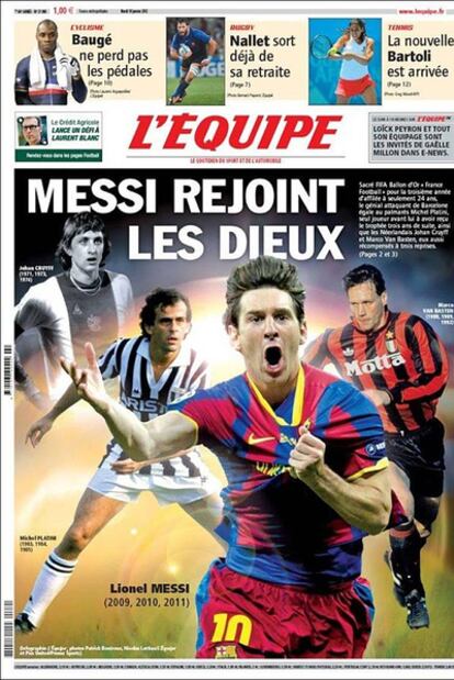 Messi, protagonista de la portada de L'Equipe.