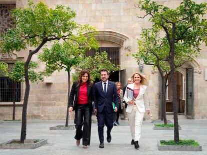 Pere Aragonès, Laura Vilagrà y Natàlia Mas