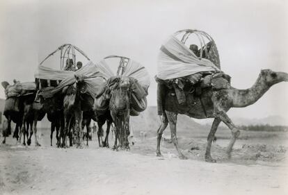 Caravana nómada en Argelia atravesando el Sáhara.