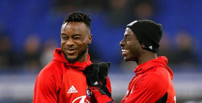 Cornet y Mendy, durante una sesión de esta semana.