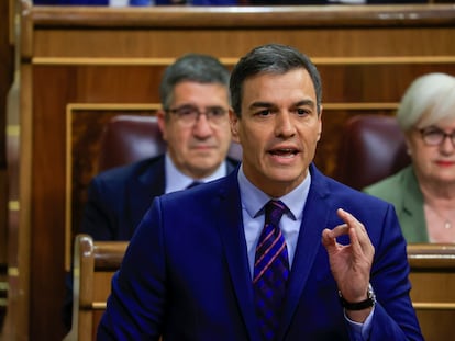 El presidente del Gobierno, Pedro Sánchez, este miércoles en el Congreso.