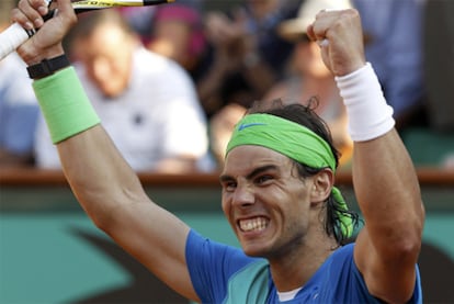 Rafa Nadal celebra su victoria ante Melzer.