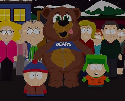 Mahoma, disfrazado de oso en el capítulo 200 de South Park.