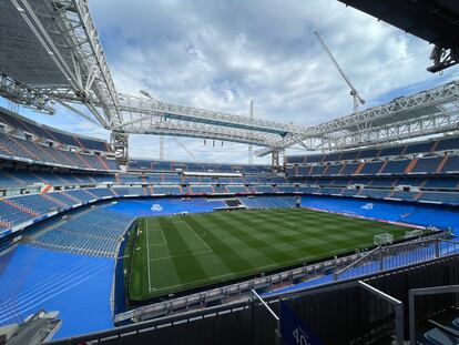 Vista general del Santiago Bernabéu, este sábado.
