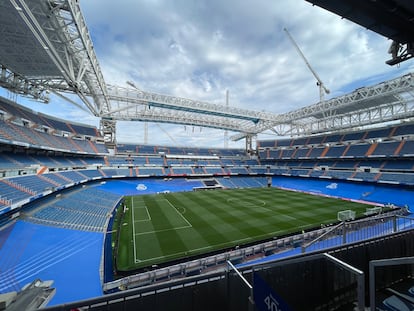 Vista general del Santiago Bernabéu, este sábado.