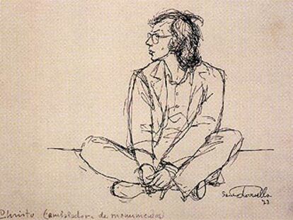 El artista Christo, visto por Rafael Santos Torroella, en 1977.