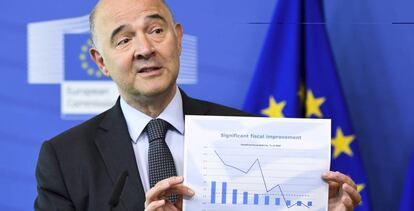 El comisario europeo de Economía y Finanzas, Pierre Moscovici, la semana pasada en una rueda de prensa en Bruselas