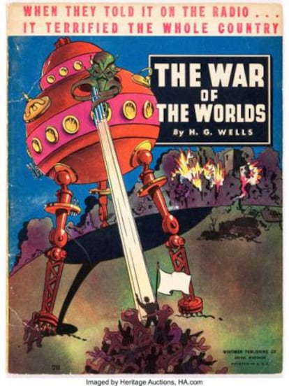 Coberta de 'La guerra dels mons', en una edició del 1938 amb il·lustració de James Gary.