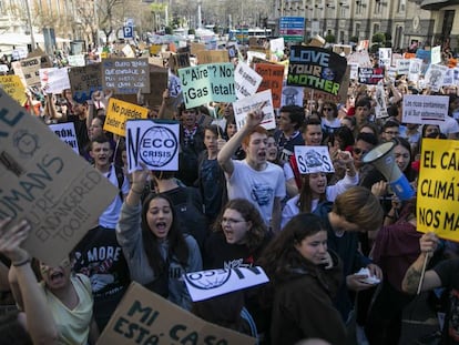 Manifestacion en marzo contra el cambio climatico en Madrid. 
