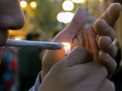 Joven fumando marihuana. 