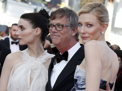 Todd Haynes, entre Rooney Mara (esquerda) e Cate Blanchett.