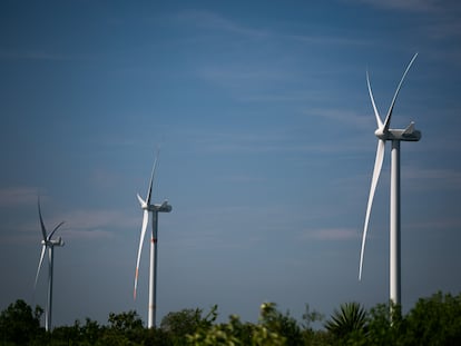 Parque eólico La Mesa, em Tamaulipas, México.