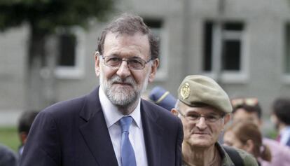 Mariano Rajoy, visita la base militar de Adazi, en Letonia, el 18 de julio.