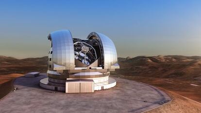 Ilustración del futuro telescopio europeo E-ELT, de espejo de 39,3 metros de diámetro, que se instalará en Chile.