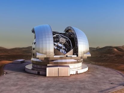 Ilustraci&oacute;n del futuro telescopio europeo E-ELT, de espejo de 39,3 metros de di&aacute;metro, que se instalar&aacute; en Chile.