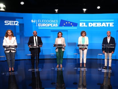Los candidatos a las elecciones europeas, antes de comenzar el programa.