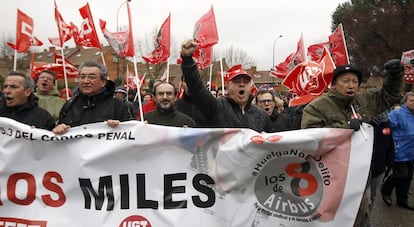 Manifestación en apoyo de los 'ocho de Airbus' en Getafe.