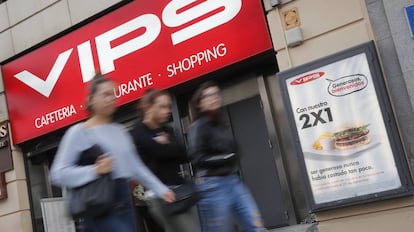 Restaurante VIPS en la Gran Vía de Madrid.