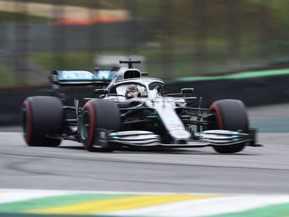 Lewis Hamilton, en Interlagos durante el Gran Premio de Brasil de F1 2019.