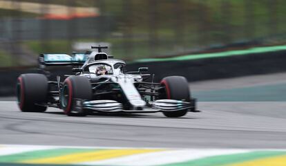 Lewis Hamilton, en Interlagos durante el Gran Premio de Brasil de F1 2019.