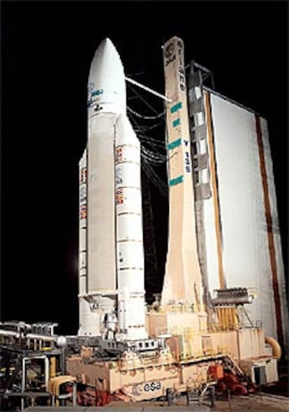 Un cohete Ariane 5 en la base de Kurú (Guyana Francesa).