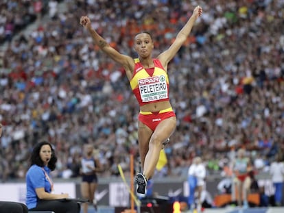 Peleteiro, en la final del triple salto, donde consiguió el bronce.