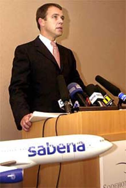 El presidente de Sabena, Christophe Mueller, ayer en Bruselas.