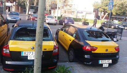 Taxis dañados este miércoles.