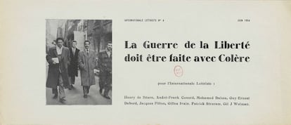 Los documentos expuestos en 'Debord, Un Arte de la Guerra', inaugurada ayer en París. En la imagen un panfleto anuncia el nacimiento de la Internacional Situacionista en junio de 1954.