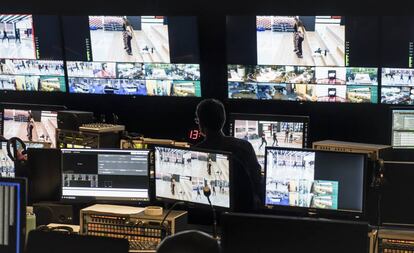 Centro de control del concurso de TVE 'Operación Triunfo'.