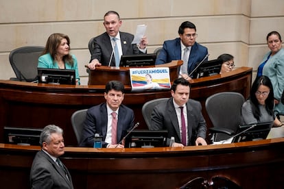 Mesa presidencial del congreso de la república durante el debate de la reforma laboral, el día 16 de Junio del 2025.