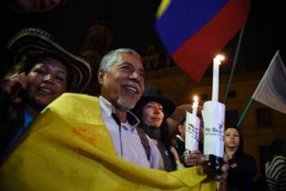 Colombians celebrating the signing of the peace accord.