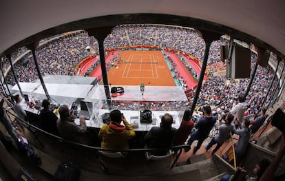 Panorámica desde la sala de prensa en la plaza de toros de Valencia, el 6 de abril de 2018.