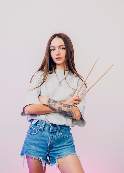 Kristina Rybalchenko, en su apartamento en Los Ángeles, ciudad a la que se mudó este año.