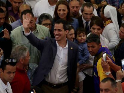 Guaidó, durante su asistencia a una misa en Caracas, el pasado domingo.