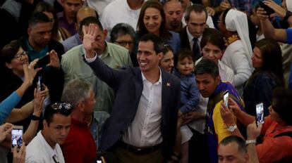 Guaidó, durante su asistencia a una misa en Caracas, el pasado domingo.