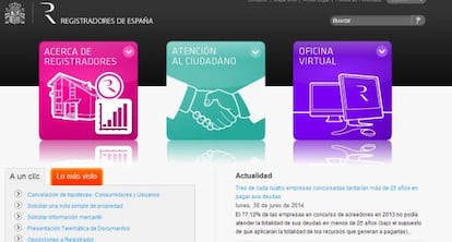 Web oficial del Colegio de Registradores