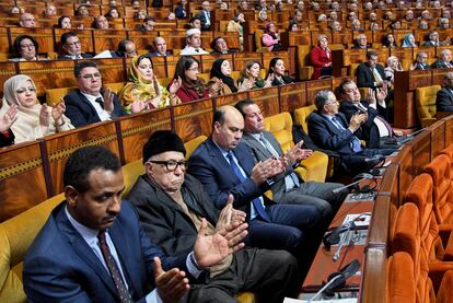 Miembros de las dos cámaras marroquíes, durante la sesión conjunta celebrada el pasado 23 de enero en Rabat.