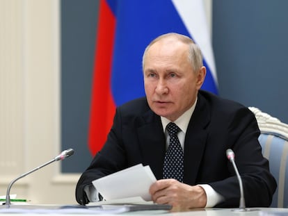 El presidente ruso, Vladímir Putin, participa en el Consejo de Seguridad de la Federación Rusa, el pasado 5 de abril en el Kremlin.