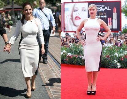 La actriz Kate Winslet y la cantante Gloria Estefan coinciden en estilismo, el mismo vestido de Stella MacCartney.