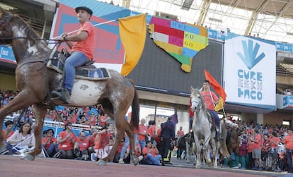 Acto organizado por Gure Esku Dago en 2015 en el estadio de Anoeta de SanSebastián.